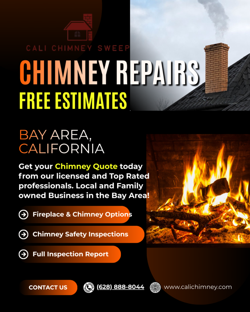 Chimney repair free estimates in San Francisco Bay Area for residential chimney and fireplace service by Cali Chimney.